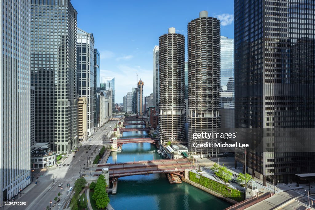 High Angle View of Chicago River