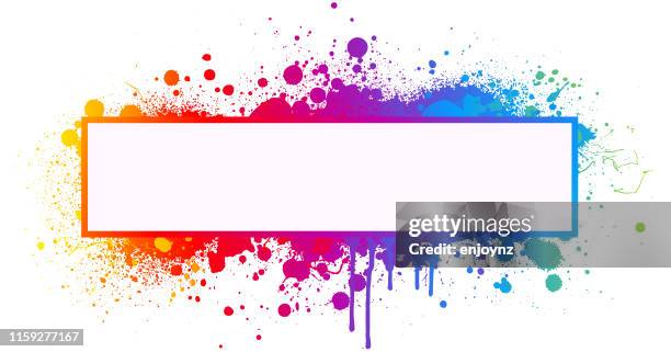 stockillustraties, clipart, cartoons en iconen met rainbow paint splash frame - color image