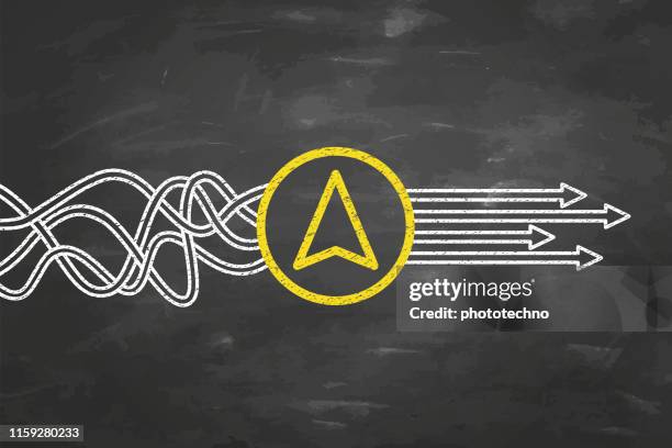 direction solution concepts with compass on blackboard background - stability control stock illustrations