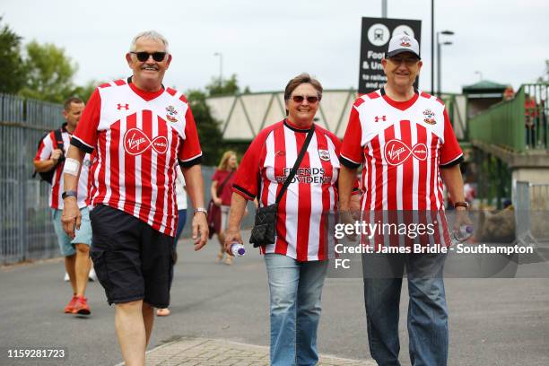 Southampton FC Fans arrive ahead of the Pre-Season Friendly match between Southampton FC and FC Köln pictured at St. Mary's Stadium on August 03,...