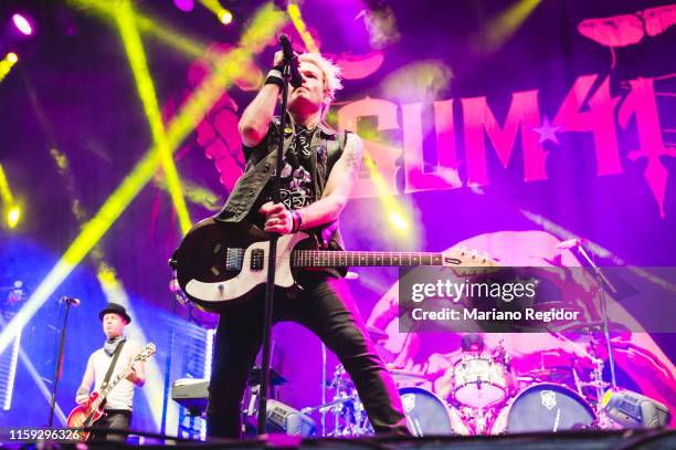 Deryck Whibley aka "Bizzy D" of Sum 41 performs on stage during day 3 of Download festival 2019 at La Caja Magica on June 30, 2019 in Madrid, Spain.