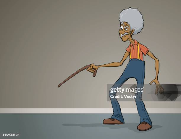 grandpa with an afro - afro hair stock illustrations