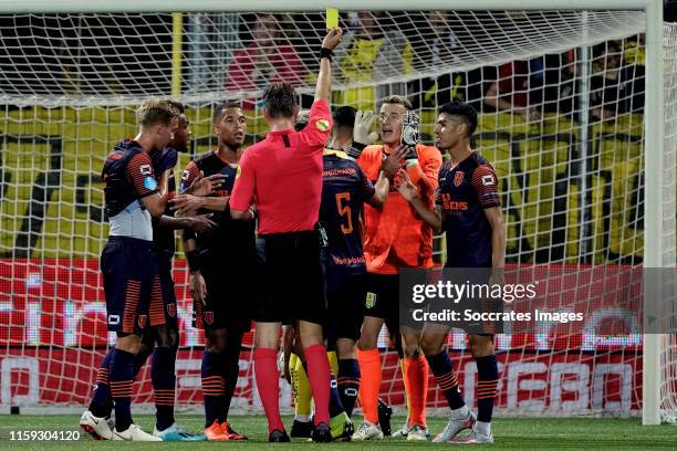 Etienne Vaessen of RKC Waalwijk receives a yellow card during the Dutch Eredivisie match between VVVvVenlo - RKC Waalwijk at the Seacon Stadium - De...