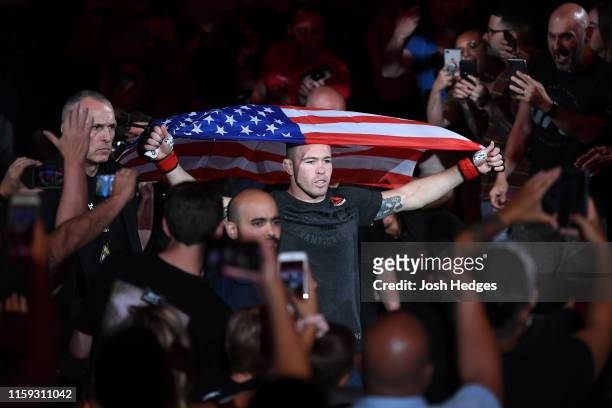 Colby Covington prepares to enter the Octagon prior to his welterweight bout against Robbie Lawler during the UFC Fight Night event at the Prudential...
