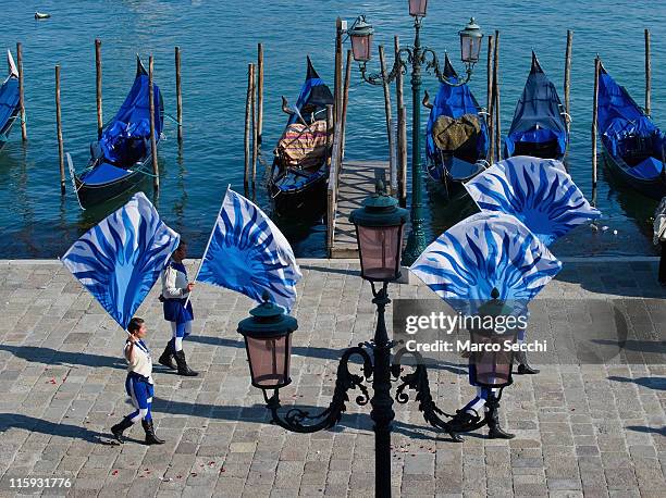 The Historical Pageant in front of Palazzo Ducale ahead of the Regatta of the Ancient Maritime Republics on June 12, 2011 in Venice, Italy. The idea...