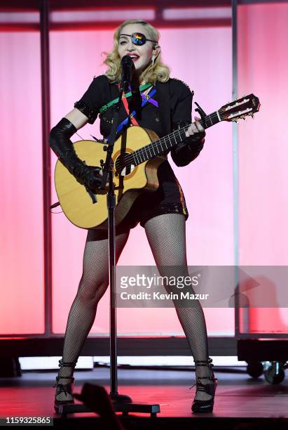 Madonna performs onstage during Pride Island - WorldPride NYC 2019 at Pier 97 on June 30, 2019 in New York City.
