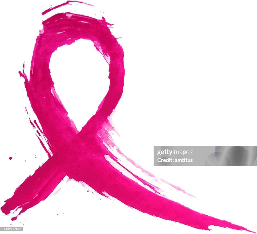 Pink ribbon brush stroke