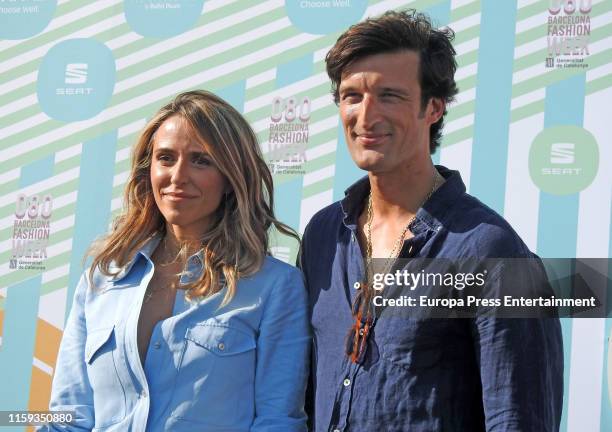 Laura Vecino and Rafa Medina attend Laura Vecino's Photocall during Barcelona 080 Fashion Week Spring/Summer 2020 on June 28, 2019 in Barcelona,...