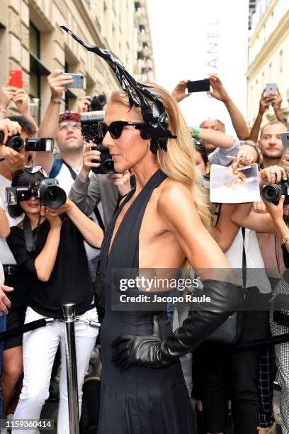 Celine Dion attends the Schiaparelli Haute Couture Fall/Winter 2019 2020 show as part of Paris Fashion Week on July 01, 2019 in Paris, France.