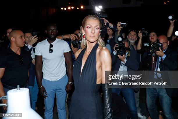 Singer Celine Dion attends the Schiaparelli Haute Couture Fall/Winter 2019 2020 show as part of Paris Fashion Week on July 01, 2019 in Paris, France.