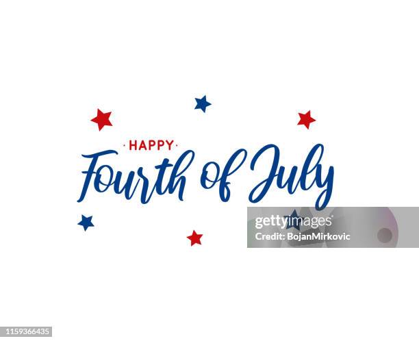 fourth of july lettering on white background. vector illustration. - independence day stock illustrations