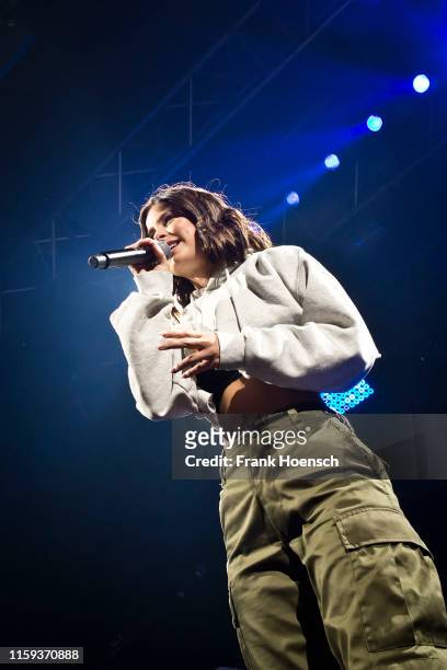 German singer Lena Meyer-Landrut performs live on stage during a concert at the Kesselhaus on June 30, 2019 in Berlin, Germany.
