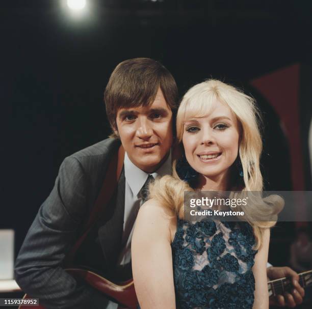English pop singer Billy J Kramer and Diane Greaves, co-hosts of the television show 'Discotheque', 1968.