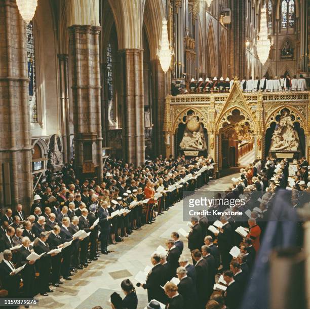 The funeral of Lord Louis Mountbatten in Westminster Abbey, London, 5th September 1979. Mountbatten had been killed by an IRA bomb in Ireland.