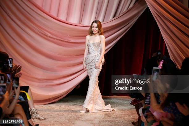 Designer Ulyana Sergeenko at the Ulyana Sergeenko show during Paris Haute Couture Fall/Winter 2019/2020 on July 1, 2019 in Paris, France.