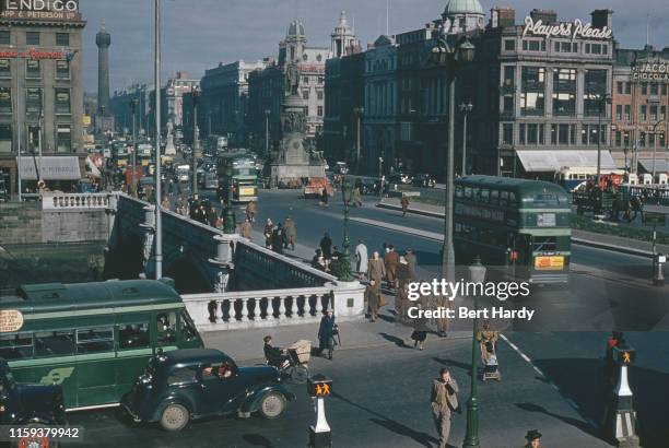 The O'Connell Bridge over the River Liffey in Dublin, Ireland, June 1955. Original Publication : Picture Post - 7808 - Dublin - pub. 18th June 1955.