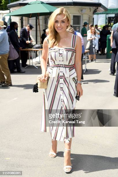 Katherine Jenkins attends day 1 of the Wimbledon Tennis Championships at the All England Lawn Tennis and Croquet Club on July 01, 2019 in London,...
