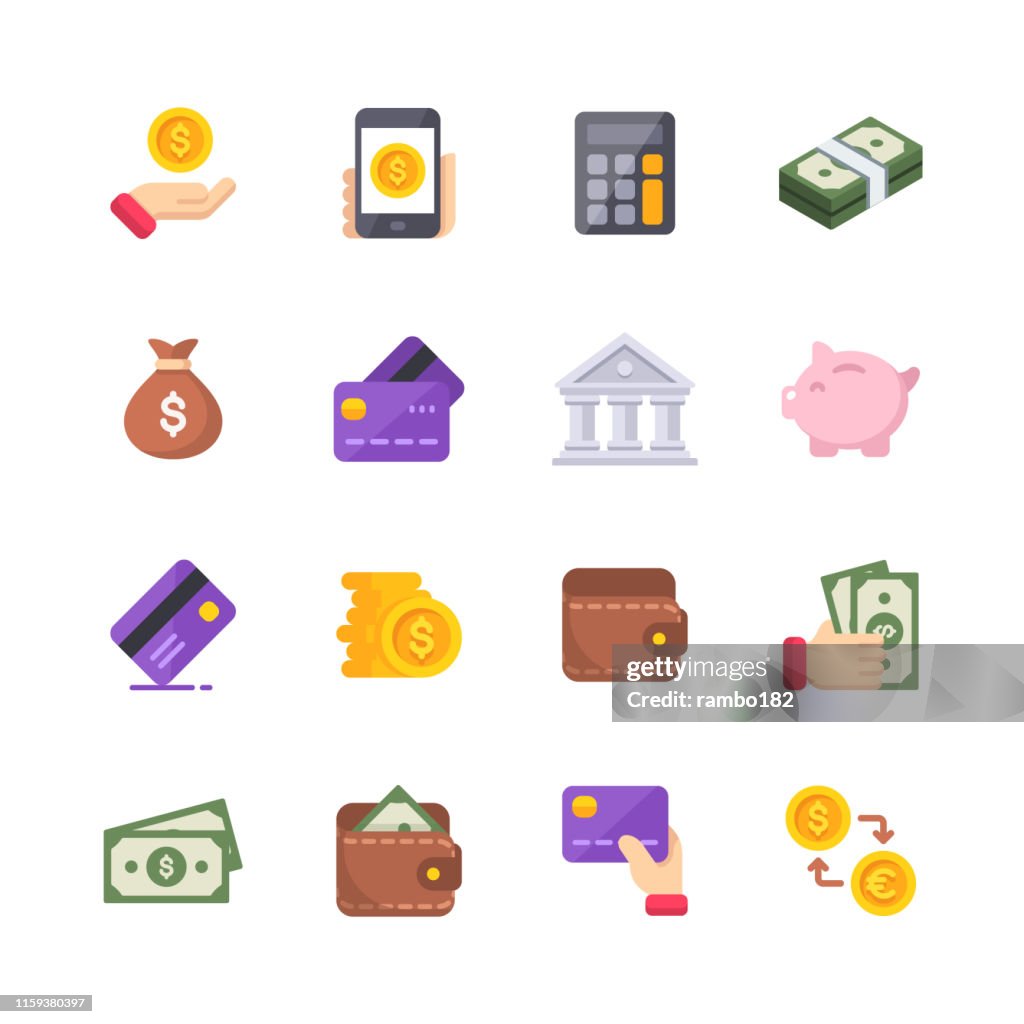 Money Flat Icons. Material Design Icons. Pixel Perfect. For Mobile and Web. Contains such icons as Isometric Money, Dollar Bill, Credit Card, Banking, Wallet, Coins, Money Bag, Currency Exchange.