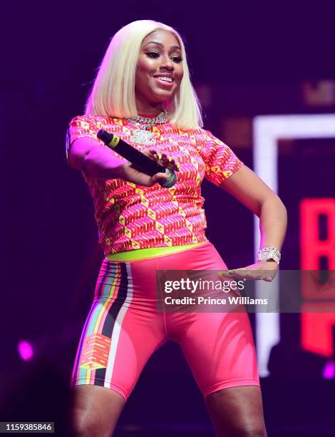 Rapper Yung Miami of the group City Girls performs at Hot 107.9 Birthday Bash 2019 at State Farm Arena on June 15, 2019 in Atlanta, Georgia.