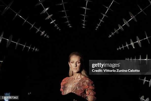 Celine Dion attends the Iris Van Herpen Haute Couture Fall/Winter 2019 2020 show as part of Paris Fashion Week on July 01, 2019 in Paris, France.