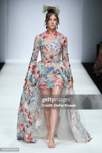 Paulina Swarovski walks the runway at the Lana Mueller show during the Berlin Fashion Week Spring/Summer 2020 at ewerk on July 01, 2019 in Berlin,...