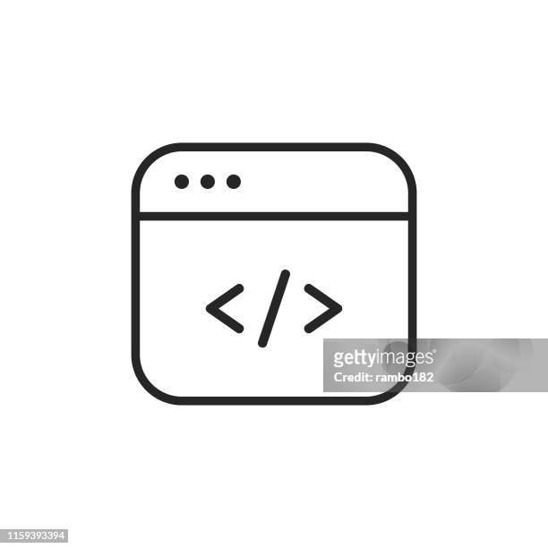 programming, coding line icon. editable stroke. pixel perfect. for mobile and web. - javascript stock illustrations