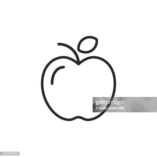 ilustraciones, imágenes clip art, dibujos animados e iconos de stock de icono de apple line. trazo editable. píxel perfecto. para móviles y web. - apple