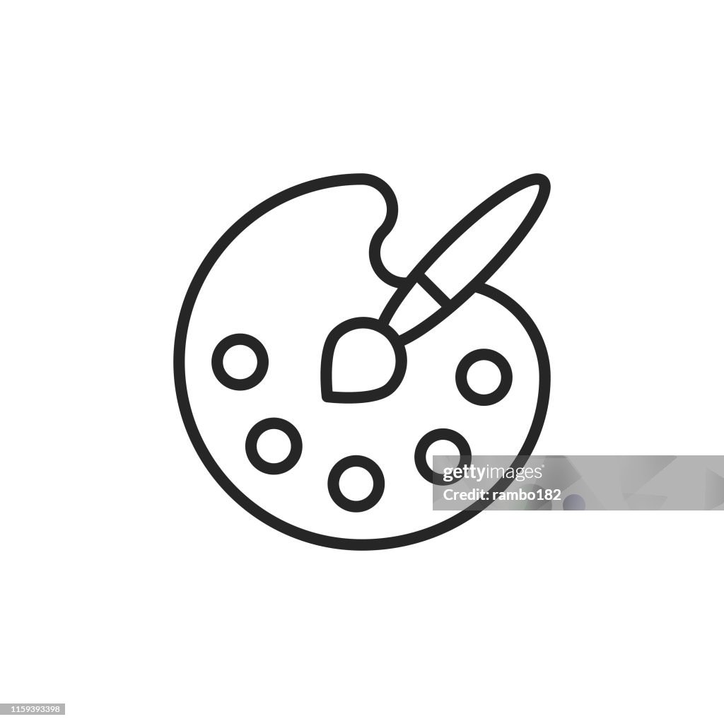 Palet, schilderij lijn icoon. Bewerkbare lijn. Pixel perfect. Voor mobiel en web.