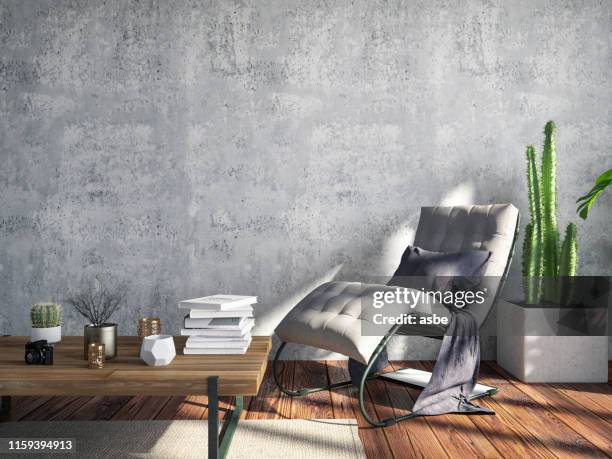 interior with lounge chair - sun lounger stock pictures, royalty-free photos & images