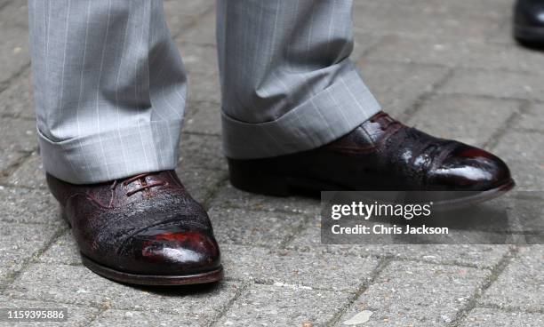 Prince Charles, Prince of Wales, shoe detail, after a visit to a Prince’s Trust call centre, where he met staff who help over 72,000 young people...