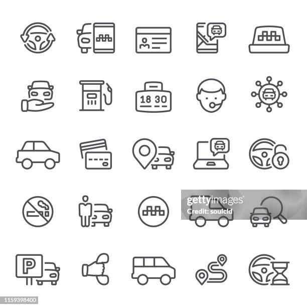ilustrações, clipart, desenhos animados e ícones de ícones de taxi & carsharing - mobilidade como serviço