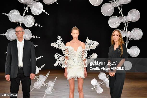 Fashion designer Iris Van Herpen walks the runway during the Iris Van Herpen Haute Couture Fall/Winter 2019 2020 show as part of Paris Fashion Week...