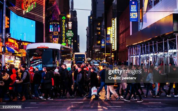 times square by night, new york city - traffic jam billboard stock pictures, royalty-free photos & images