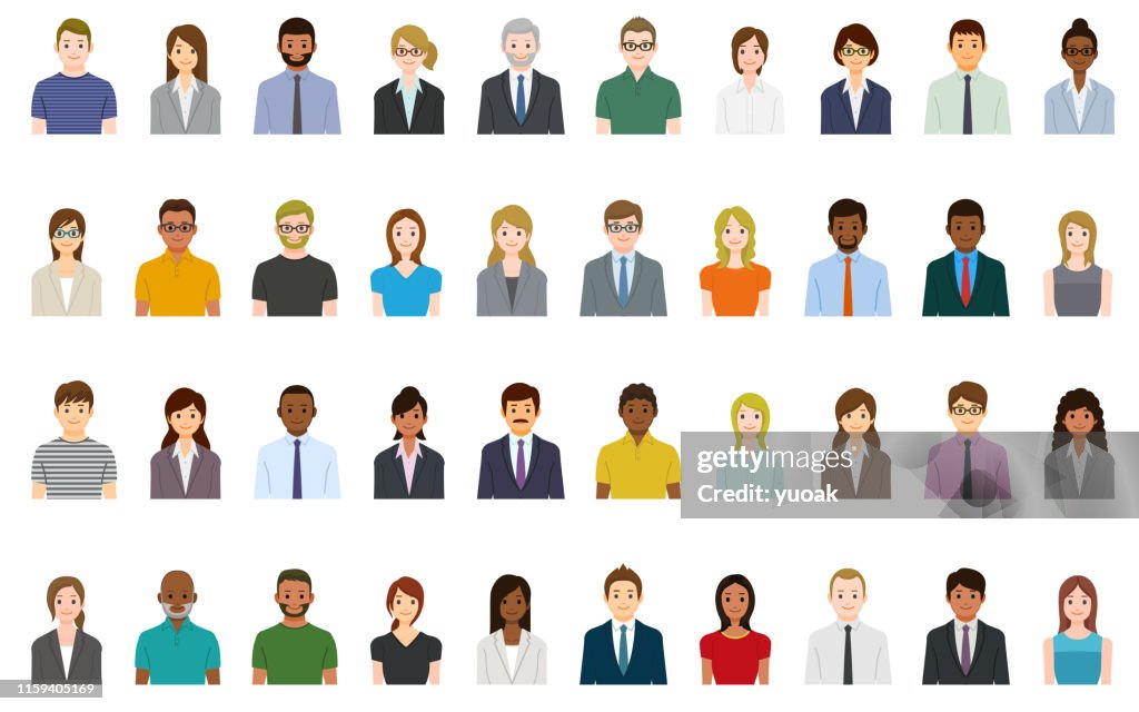 Business people avatars set
