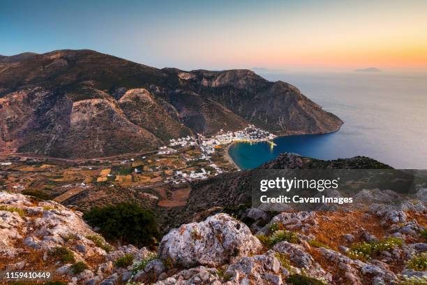 view of kamares village from the church of agios symeon. - sifnos ストックフォトと画像