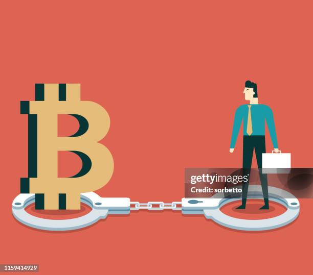 punishment - bitcoin - businessman - thief stock illustrations