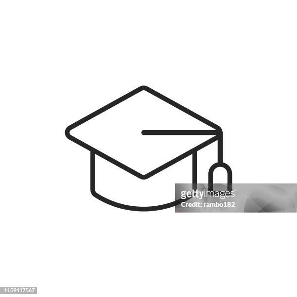 mortarboard line icon. editable stroke. pixel perfect. for mobile and web. - mortar board stock illustrations