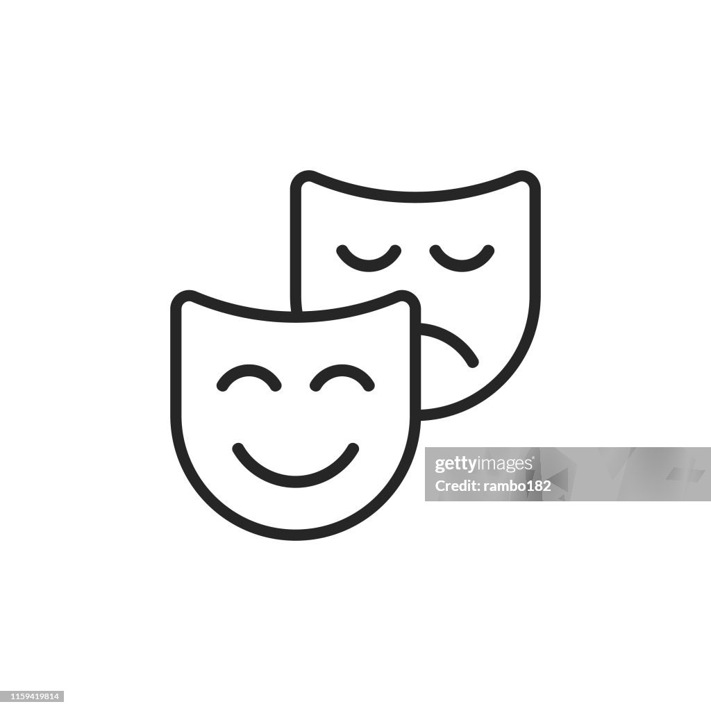 Theatre Line Icon. Editable Stroke. Pixel Perfect. For Mobile and Web.