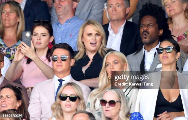 Carly Steel, Rebel Wilson, Sam Prince and Lottie Tomlinson attend day 1 of the Wimbledon Tennis Championships at the All England Lawn Tennis and...