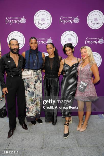 Massimo Sinato, Cassandra Steen, Barbara Becker, Shermine Shahrivar and Evelyn Burdecki attend the Lascana fashion show at Titanic Hotel on July 01,...