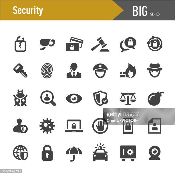 illustrazioni stock, clip art, cartoni animati e icone di tendenza di icone di sicurezza - grande serie - misure di sicurezza
