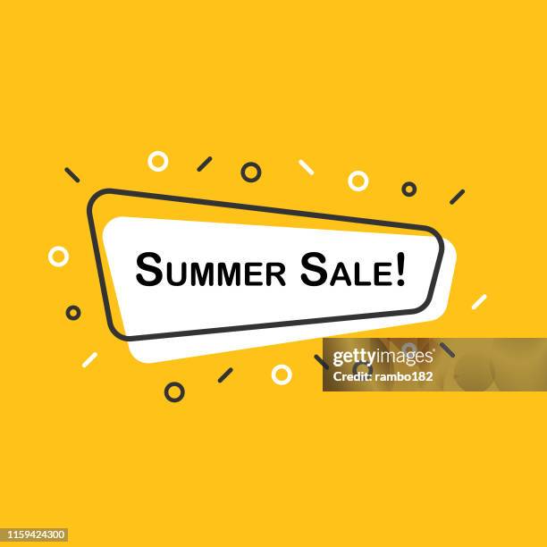 summer sale banner. linear speech bubble. promotion banner. - box container stock illustrations