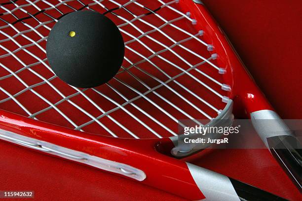 close up squash racket and ball  - racquet stock pictures, royalty-free photos & images