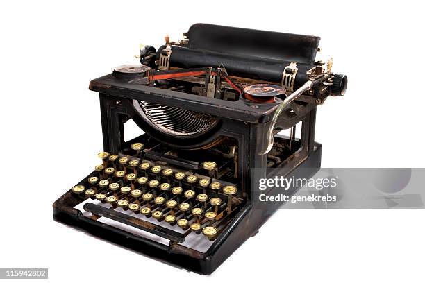 antique manual typewriter - typewriter isolated stock pictures, royalty-free photos & images