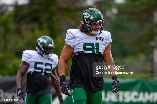 New York Jets defensive end Bronson Kaufusi during New York Jets Training Camp on August 2, 2019 at the Atlantic Health Jets Training Facility in...