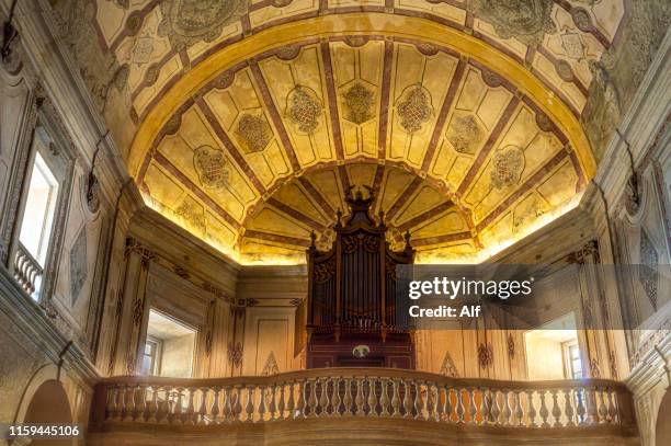 pipe organ in the são pedro parochial church in ponta delgada - island of san miguel (archipelago of the azores) - portugal - organ pipe coral stock pictures, royalty-free photos & images