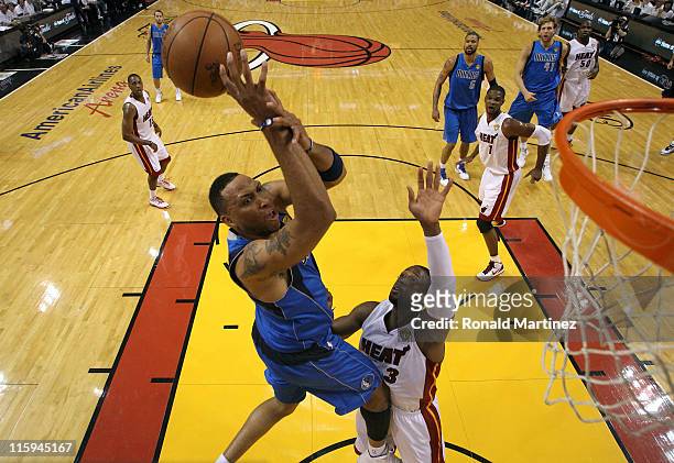 Shawn Marion of the Dallas Mavericks attempts a shot against Dwyane Wade of the Miami Heat in the first quarter of Game Six of the 2011 NBA Finals at...