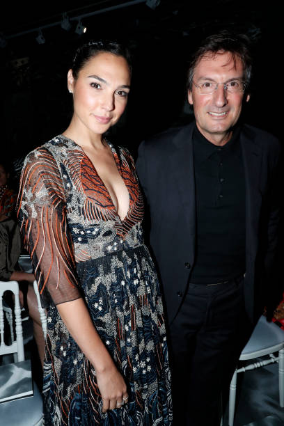 Actress Gal Gadot and CEO of Dior Pietro Beccari attend the Christian Dior Haute Couture Fall/Winter 2019 2020 show as part of Paris Fashion Week on...