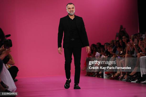 Designer Georges Hobeika walks the runway during the Georges Hobeika Haute Couture Fall/Winter 2019 2020 show as part of Paris Fashion Week on July...