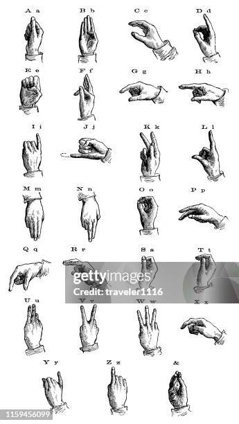 sign language from 1873 - signer stock illustrations